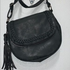 black pleather crossbody